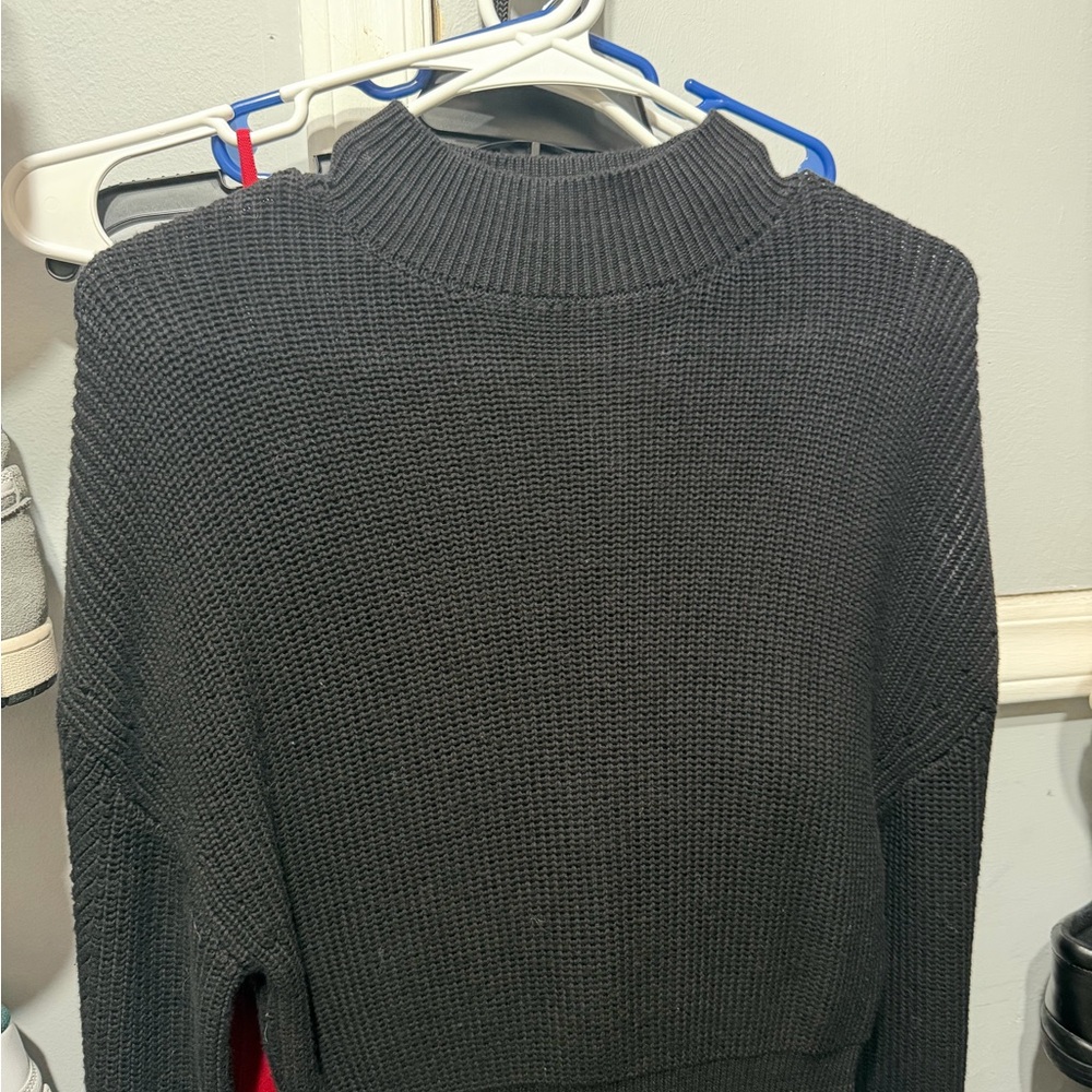 Black Ribbed Knit Sweater dress womens size small